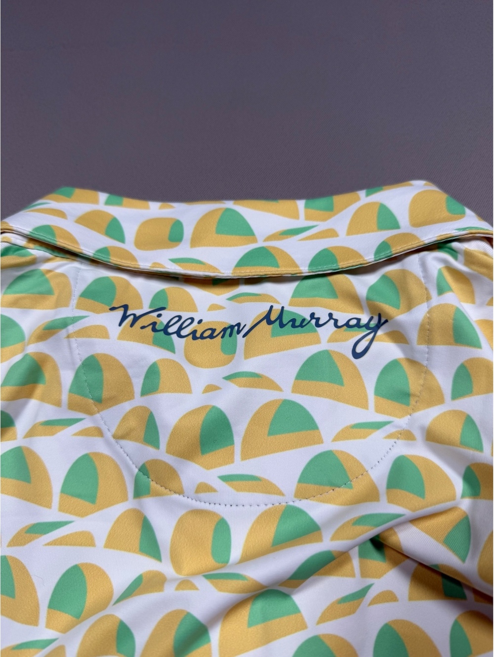 William Murray Golf Sandy Tiles Polo Mens Medium White Green Yellow NWT - Picture 8 of 9